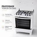 Ver imagem 5 de Fogão a Gás Fascino 5 Bocas Mega Chama 2,6KW Easy Clean com Forno 97 Litros e Mesa Inox Clarice