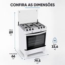 Ver imagem 3 de Fogão a Gás Fascino 5 Bocas Mega Chama 2,6KW Easy Clean com Forno 97 Litros e Mesa Inox Clarice