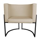 Ver imagem 3 de Kit 3 Poltronas Decorativa Luana Base Preta Pu Bege - Montanaris Decor