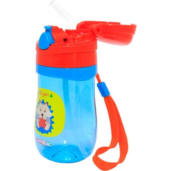 Copo/Garrafa Infantil com Canudo Comtac Tritan Let's GO - 350 ml - Porco Espinho Bryan - 2