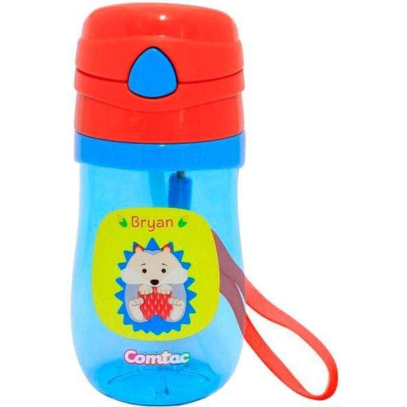 Copo/Garrafa Infantil com Canudo Comtac Tritan Let's GO - 350 ml - Porco Espinho Bryan - 1