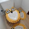 Tapete De Crochê Para Banheiro Coruja Criativa Cor: Amarelo - 2
