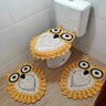 Tapete De Crochê Para Banheiro Coruja Criativa Cor: Amarelo - 1