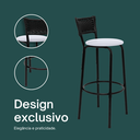 Ver imagem 4 de Kit 3 Banquetas para Bancada Banco Alto Junco Preto Balcão Cozinha Gourmet Bar Área de Lazer Piscina