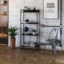 Ver imagem 2 de Kit 3 Estantes Multiuso Escritório Industrial 4 Prateleiras Areta 145x60cm C01 Onix - Lyam Decor