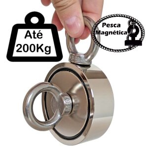 Imã De Neodímio Pesca Magnetica Até 200 Kg De Tração 2furos