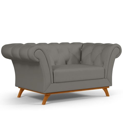 Sofá 2 Lugares Império 150 Cm Veludo Cinza C-317