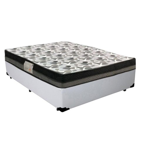 Cama Box Casal Sintético + Colchão Casal Ortobom Iso Dupla Face 60x138x188 Branco