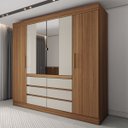 Ver imagem 3 de Guarda-roupa Casal Honey 4 Portas 6 Gavetas com Espelho - Panorama Móveis