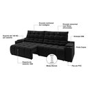 Ver imagem 4 de Sofá Connect Premium 2,30m Assento Retrátil/reclinável com Porta Copos e Entrada Usb Suede Preto