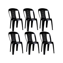 Kit 6 Cadeiras Plásticas Arqplast Preta Bistrô até 154kg - 1