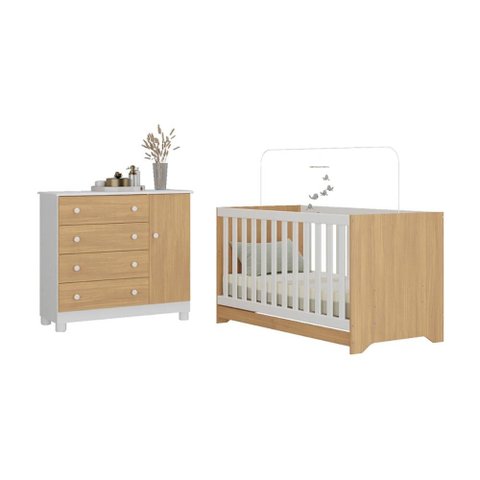 Berço Americano 3 em 1 com Cômoda 1 Porta 4 Gavetas Allegra Multimóveis Mp4684