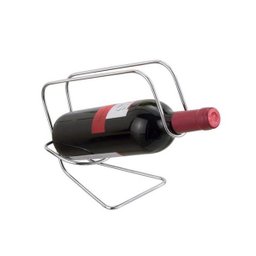 Porta Garrafa De Vinho Em Aço Cromado Suporte Adega Bar: Prata - 1