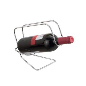 Porta Garrafa De Vinho Em Aço Cromado Suporte Adega Bar: Prata