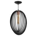 Ver imagem 1 de Pendente Vilela Sala Quarto Cozinha Balcão Preto Oval Vertical 3 D