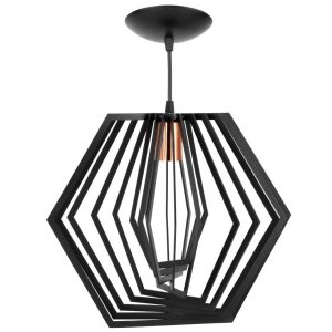 Pendente Vilela Sala Quarto Cozinha Balcão Diamante 3 D Preto