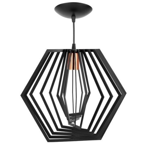 Pendente Vilela Sala Quarto Cozinha Balcão Diamante 3 D Preto