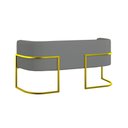 Ver imagem 6 de Kit 2 Poltronas + Sofá 2 Lugares Base de Metal Gold Veludo Cor:cinza