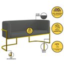 Ver imagem 3 de Kit 2 Poltronas + Sofá 2 Lugares Base de Metal Gold Veludo Cor:cinza