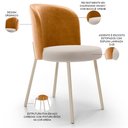 Ver imagem 4 de Kit 5 Cadeiras Sala de Jantar Estofada Gavi Arena L02 Couríssimo Whisky Bouclê Creme - Lyam Decor