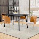 Ver imagem 2 de Kit 5 Cadeiras Sala de Jantar Estofada Gavi Arena L02 Couríssimo Whisky Bouclê Creme - Lyam Decor
