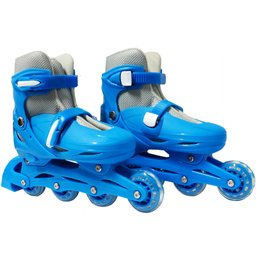 Patins Roller In Line 4 Rodas Em Linha Infantil Masculino + Acessórios Azul Importway - 34 - 2
