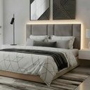 Ver imagem 6 de Cabeceira Cama Box Estofada Casal Queen 1,60 Suede Cinza com LED