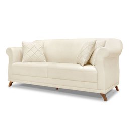 Sofá Amsterdam 3 Lugares 2,20 Linho Rustico Natural - Lucadi Home - 2