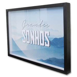 Quadro Cofre Porta Objetos Grandes Sonhos TaColado Moldura Preta