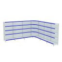 Ver imagem 1 de Gondola Parede 1,96m Amapa Flex Kit 6 Metros 1 Canto Branco Porta etiqueta Azul - 2205