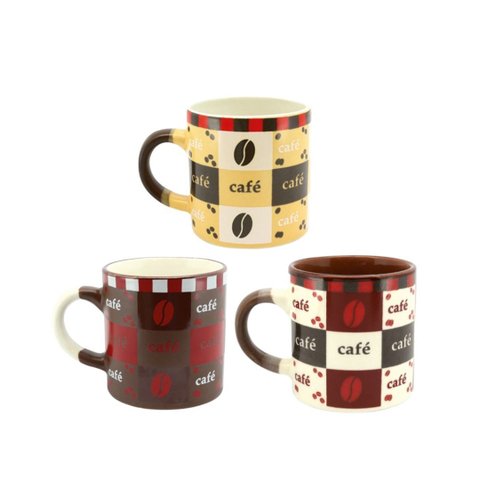 Conjunto 3 Mini Canecas Cerâmica Decorada Pilão 110ml para Café - Tuut