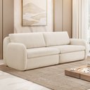 Ver imagem 2 de Sofá 3 Lugares Orgânico Sala de Estar Living 256cm Eliot F04 Linho Tramado Creme - Lyam Decor