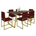 Ver imagem 3 de Cadeira Sala Jantar Barcelona – Base Dourado:bordo