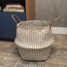 Cesto de seagrass branco 39cm com alças - Oikos - 2