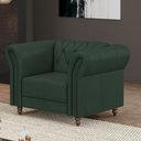 Ver imagem 1 de Poltrona Decorativa Sala de Estar Stanford Chesterfield Pés de Madeira Couro Verde G58 - Gran Belo