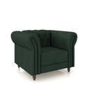 Ver imagem 2 de Poltrona Decorativa Sala de Estar Stanford Chesterfield Pés de Madeira Couro Verde G58 - Gran Belo