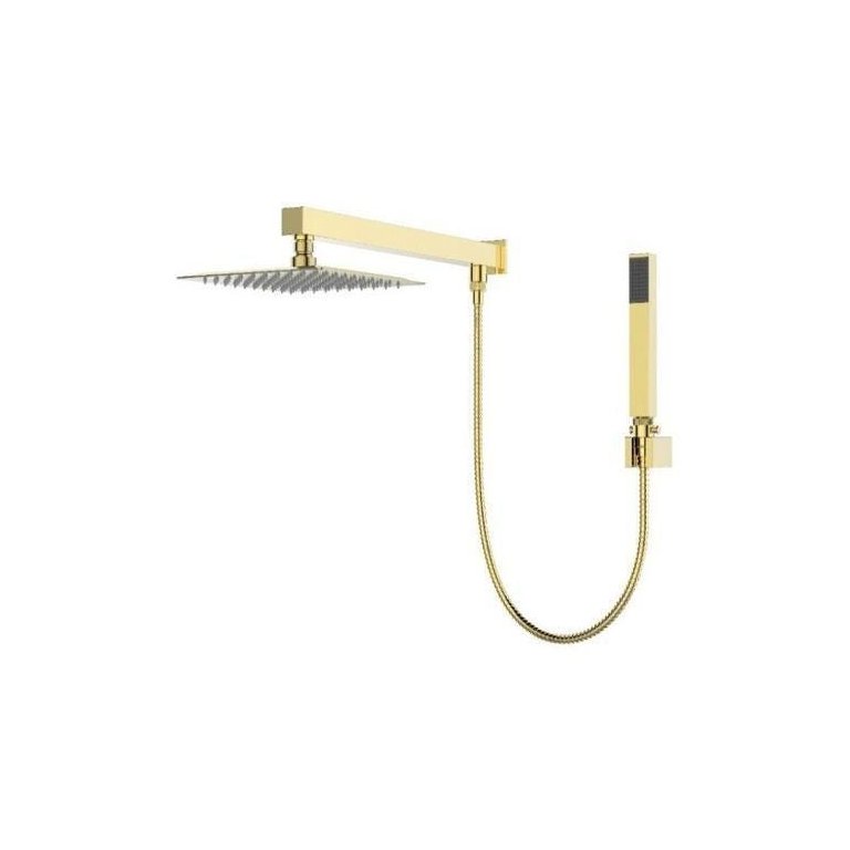 Ducha Chuveiro Slim 20x20 com Desviador Gold Dourado Quadrada Metal Wj-kts-20-q-gd Jiwi