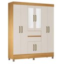 Ver imagem 1 de Guarda Roupa Casal Munique 8 Portas de Bater com Espelho MDP Cinamon Off White Demóbile 162cm