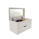 Ver imagem 1 de Porta Maquiagem Caixa Organizadora Com Espelho Branco Laca