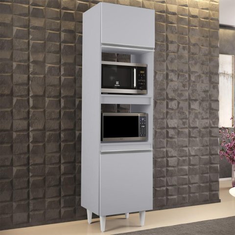 Paneleiro Cozinha Torre Quente 56cm Colorado Cinza Claro - Lumil