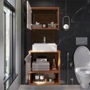 Ver imagem 2 de Gabinete de Banheiro Lotus Movelove 2 Portas com Espelheira Jequitiba/off White