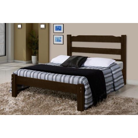 Cama de Casal Veneza de Madeira Maciça Tauari - Cor Tabaco