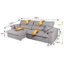 Ver imagem 3 de Sofá Retrátil Reclinável 2,30m Nivus Cinza c/ Molas Ensacadas - King House