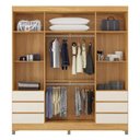 Ver imagem 4 de Guarda Roupa Roupeiro Casal Mônaco 4 Portas 6 Gavetas Espelho e Pés PVC Cinamomo Off White Demóbile