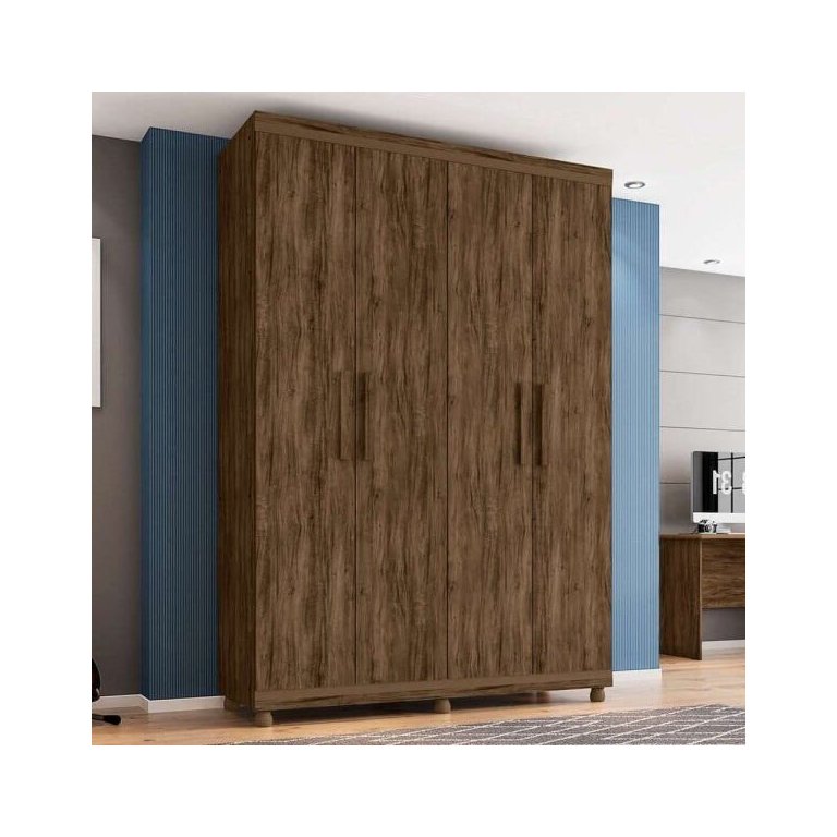 Guarda-roupa Solteiro 4 Portas 3 Gavetas Pádua Jacarandá - Lanza