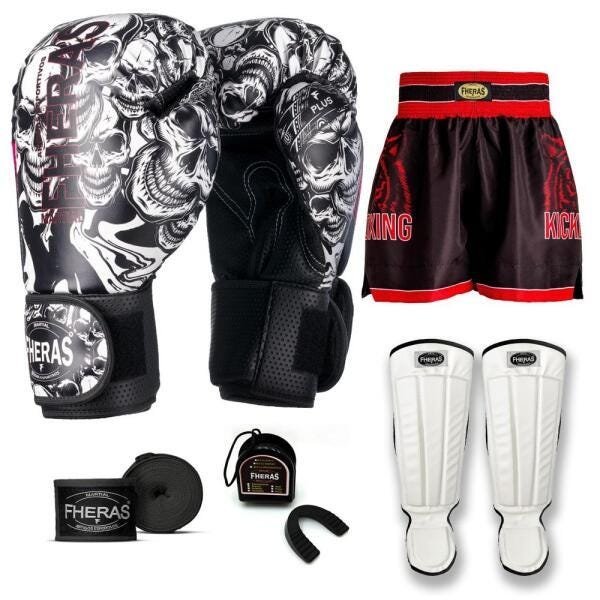 Kit Boxe Muay Thai Fheras Top Caveira Branca (03003450) - 7