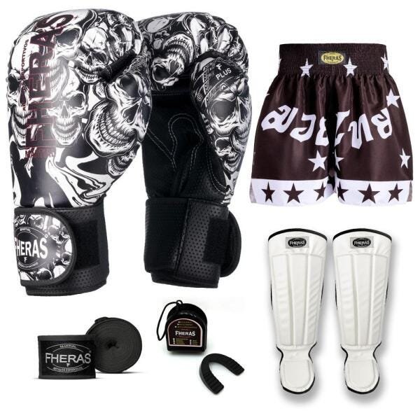 Kit Boxe Muay Thai Fheras Top Caveira Branca (03003453) - 7