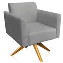 Ver imagem 1 de Poltrona Decorativa Isabella Base Giratória Madeira Suede Grafite - Gran Belo