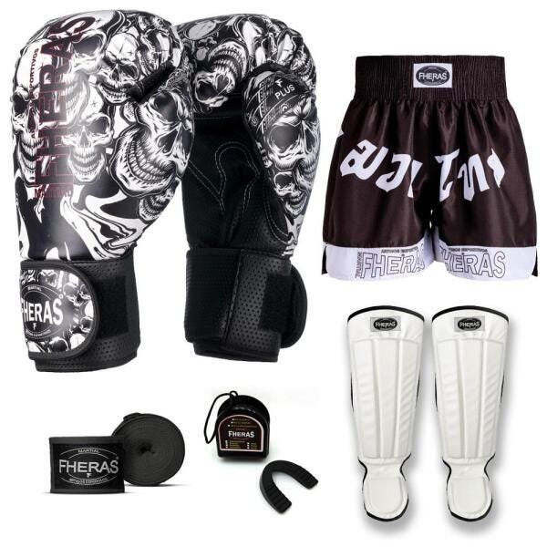 Kit Boxe Muay Thai Fheras Top Caveira Branca (03003455) - 7