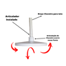 Ducha Circular Articulada Alta Vazão Para Teto Em Abs Branco 9 Polegadas com braço de Chuveiro 1/ - 9